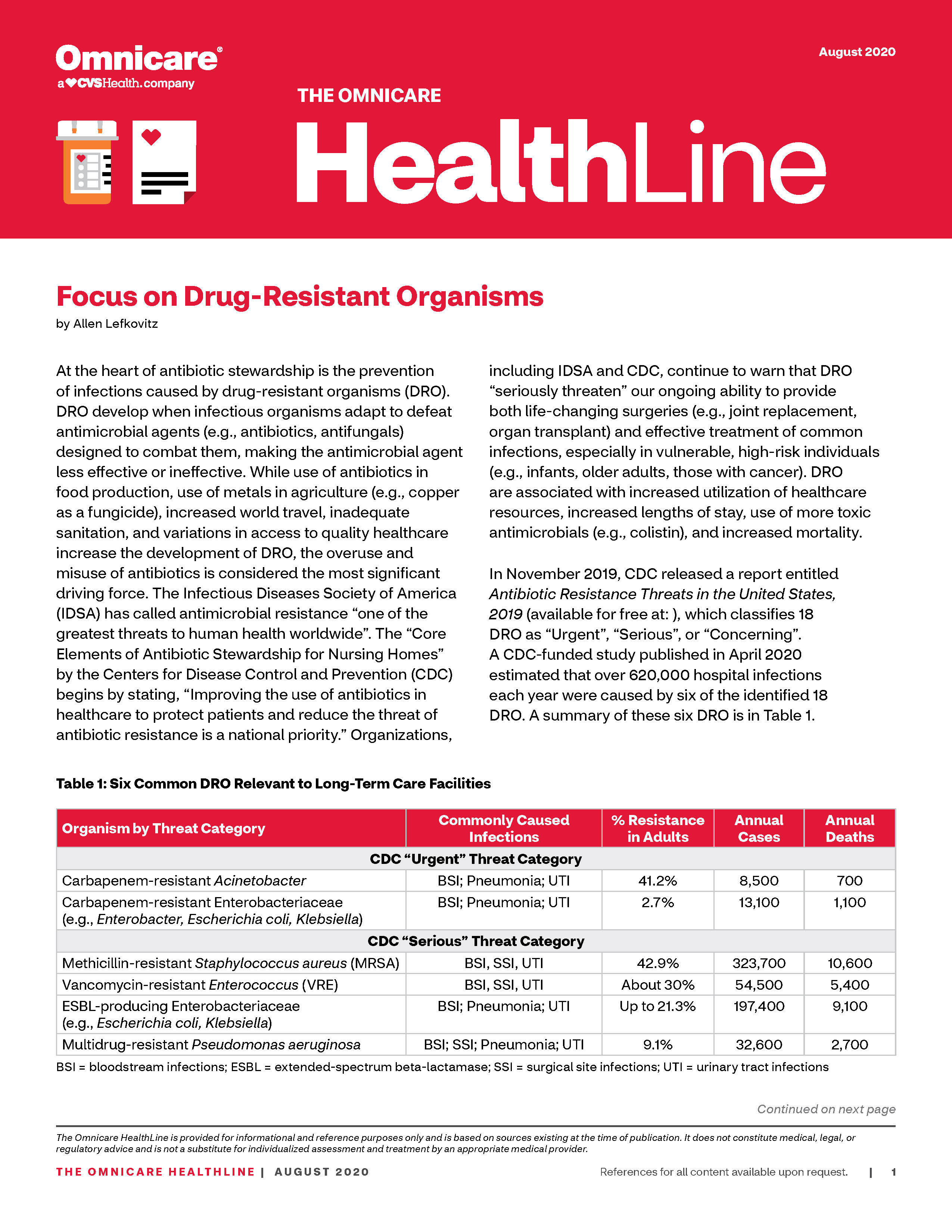 HealthLine Newsletter - August 2020